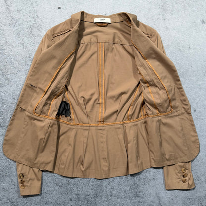 Prada SS09 Archive Pleated Fitted Blazer Jacket Light Brown (42 fits S)