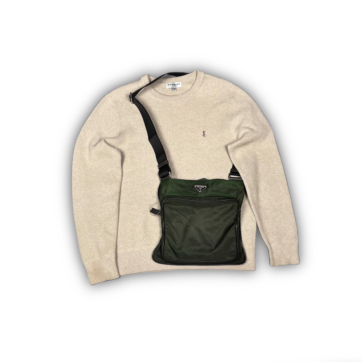 90s Yves Saint Laurent YSL Knit Crewneck Sweater beige