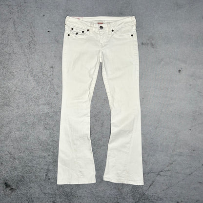 True Religion Vintage 2000s Joey Bootcut Flared Low Waist Jeans all white (27)