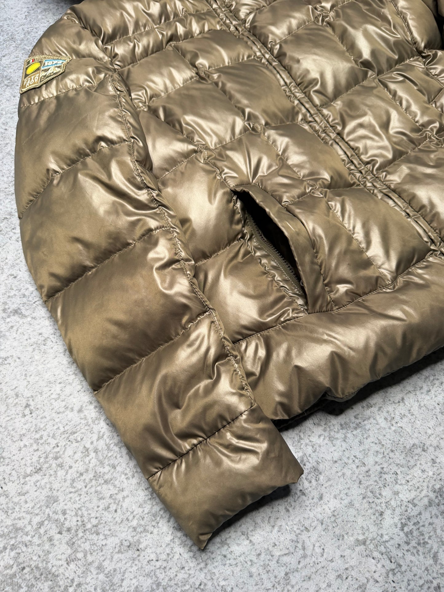 Dolomite Italian Designer Fur Puffer Jacket olive (fits M)