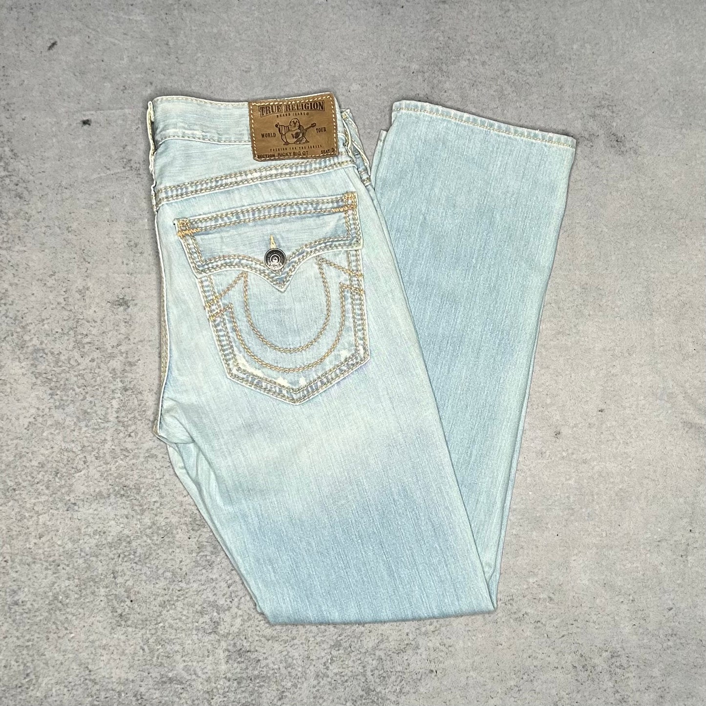 True Religion Vintage Ricky Big QT Jeans light blue double contrast stitch (34/34)