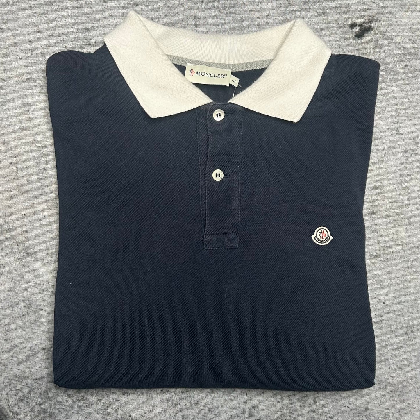 Moncler Vintage Polo Shirt navy white small logo (L fits M)