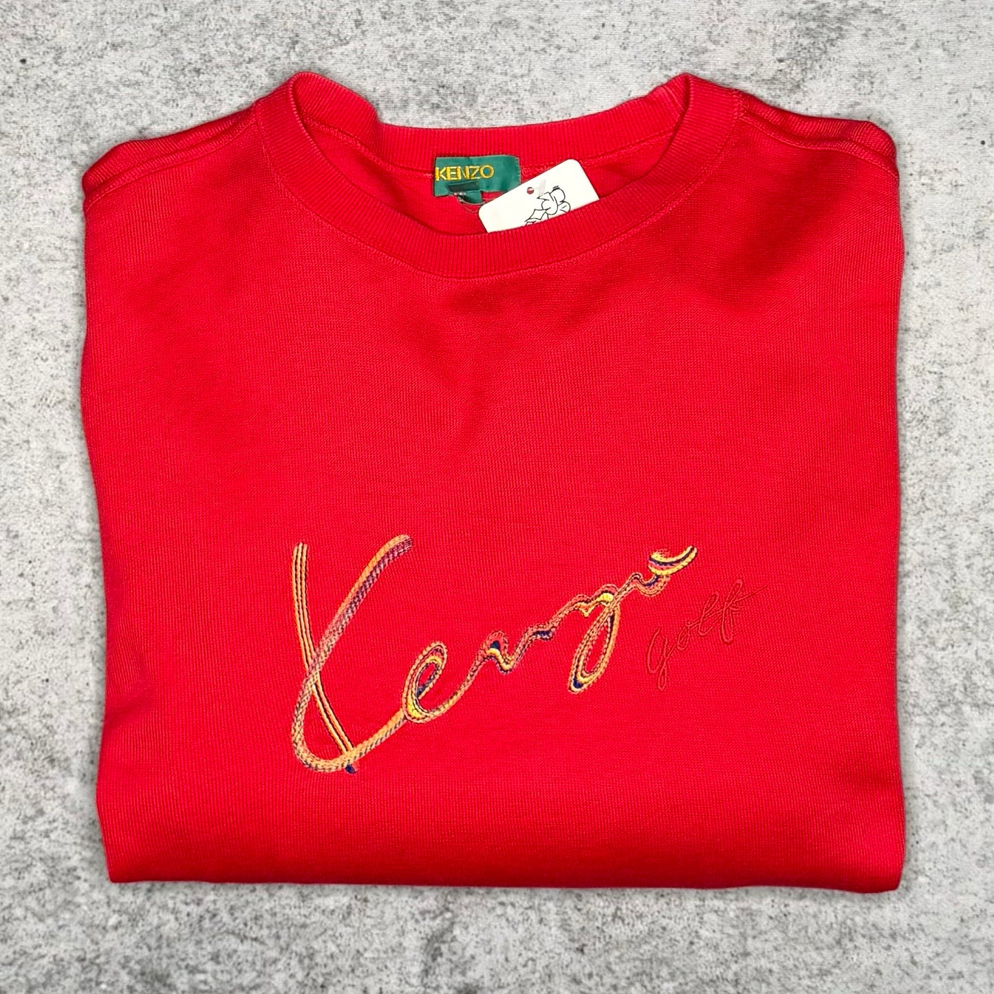 Kenzo Golf 90s Crewneck Sweater w/ Spellout Logo red (5 fits L)
