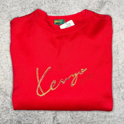 Kenzo Golf 90s Crewneck Sweater w/ Spellout Logo red (5 fits L)