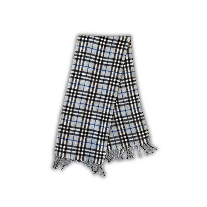 Burberry Vintage Nova Check Schal Scarf 90s Grey Blue