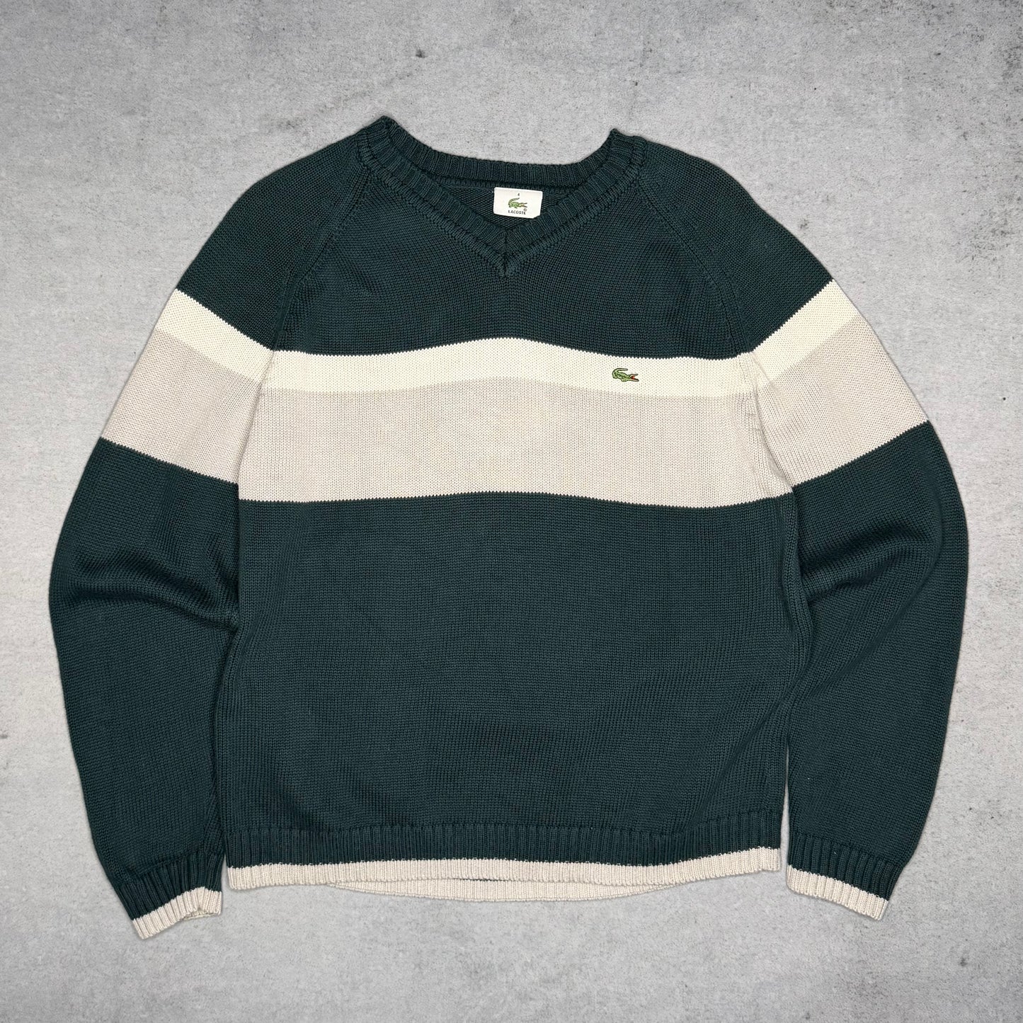 Lacoste Vintage V-Neck Knit Sweater green (M)