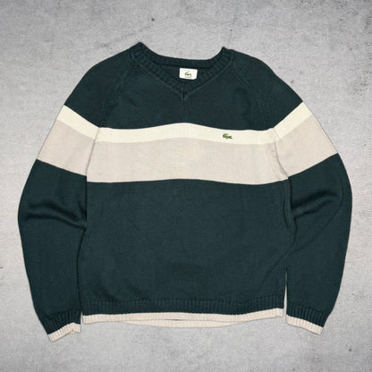 Lacoste Vintage V-Neck Knit Sweater green (M)