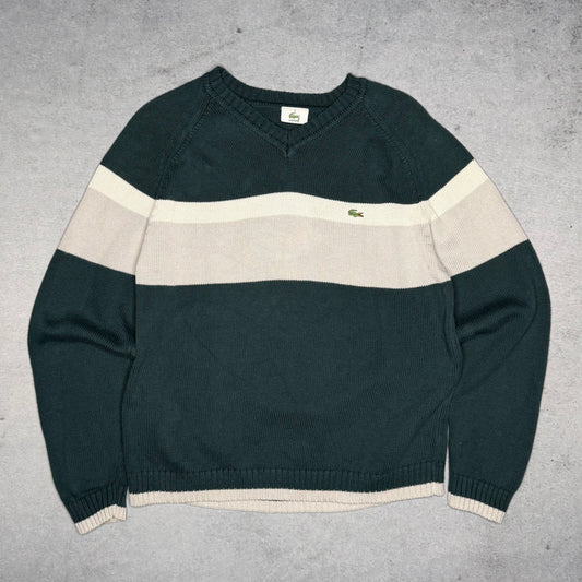 Lacoste Vintage V-Neck Knit Sweater green (M)
