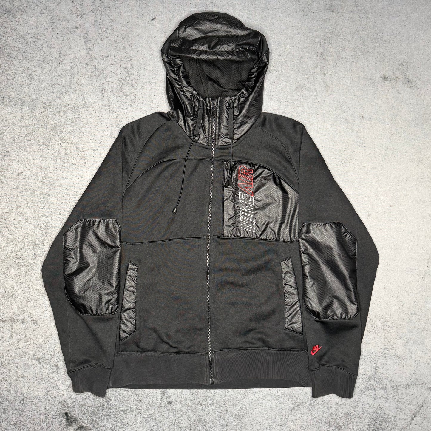Nike AIR 2000s Big Logo Tech Fleece Zip Hoodie black red (M)