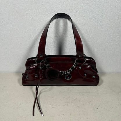 Roberta Gandolfi Y2K Glossy Hand Bag bordeaux red Silver Chain & Studs