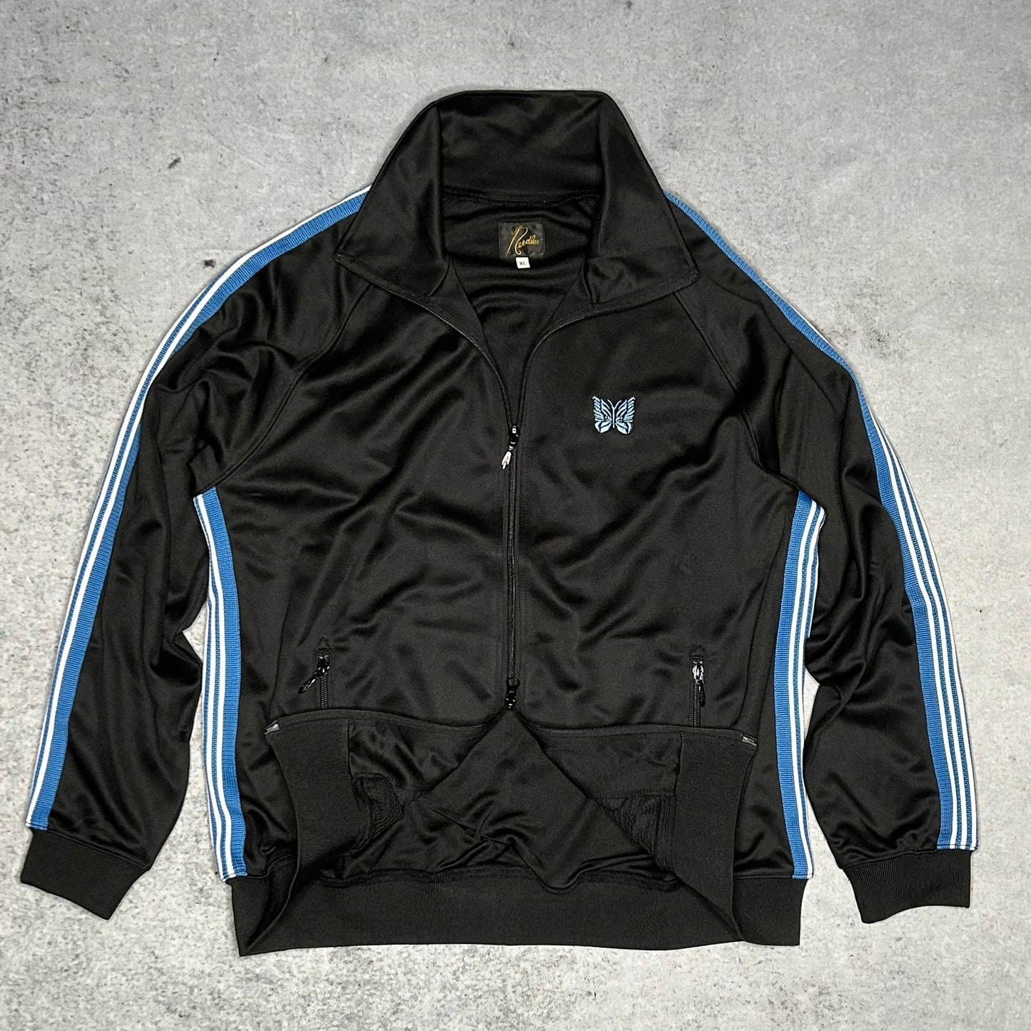 Needles Japan Designer Track Jacket black baby blue (XL)