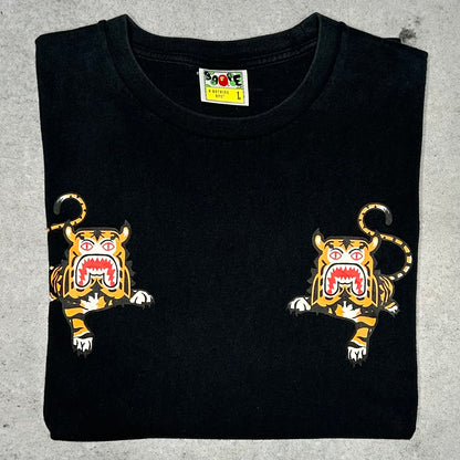 BAPE Double Tiger T Shirt black w/ Arabic Font Backprint (L)