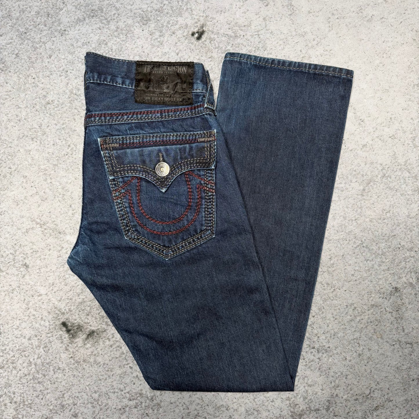 True Religion OG Straight Jeans Ricky Big QT Stitch dark blue (31/34)
