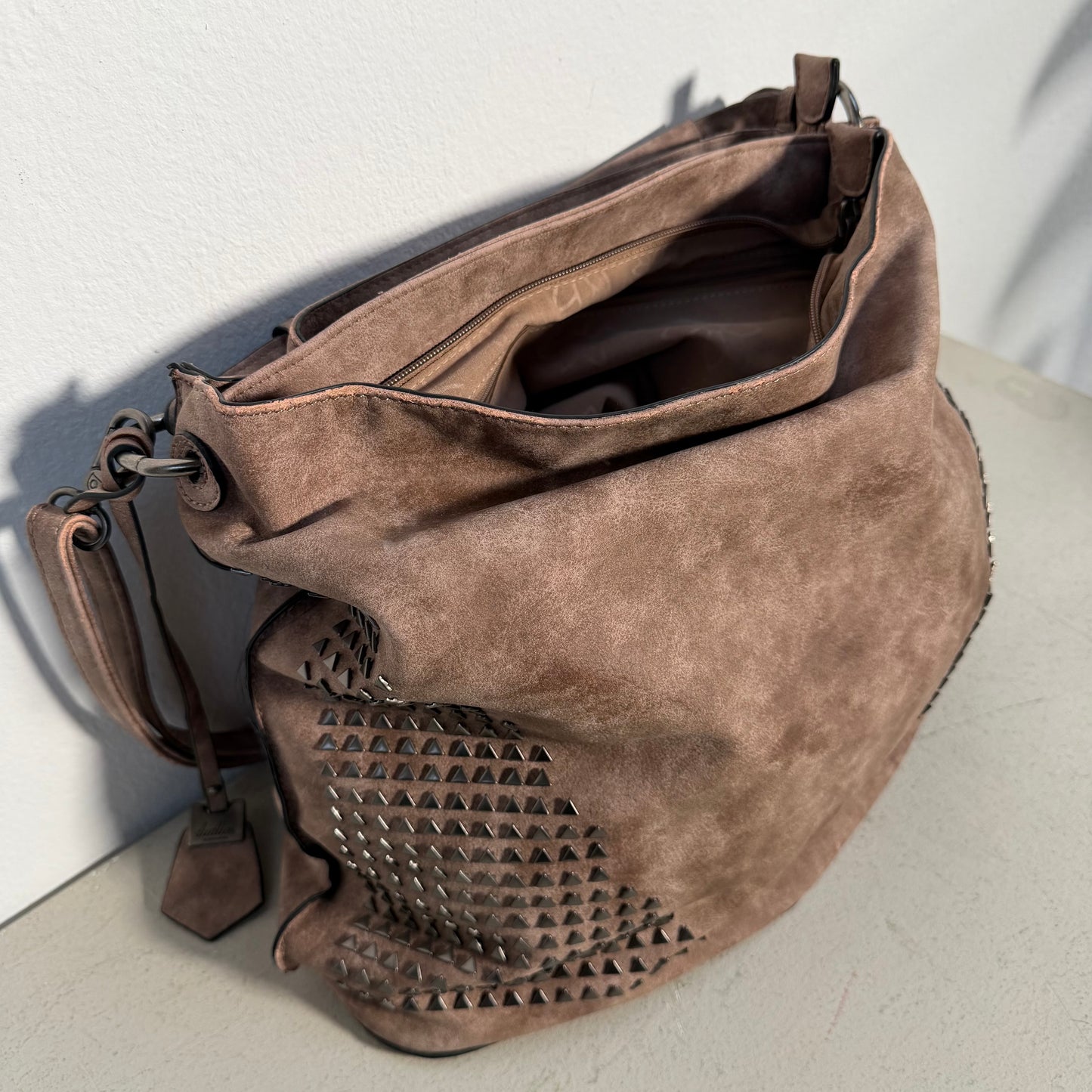 Dudlin Faux Leather Bag (brown studded)