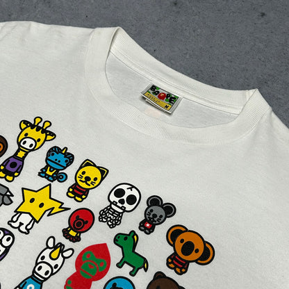 BAPE 2000s "Baby Milo Friends A to Z" Graphic Tee White (M)
