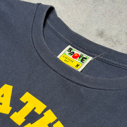 BAPE College Tee Shirt navy/yellow (M)