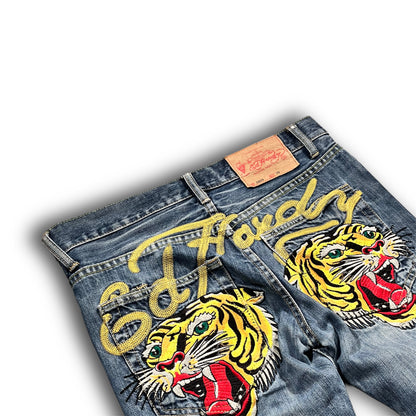 Ed Hardy 2000s Spellout Tiger Backprint Jeans (30)