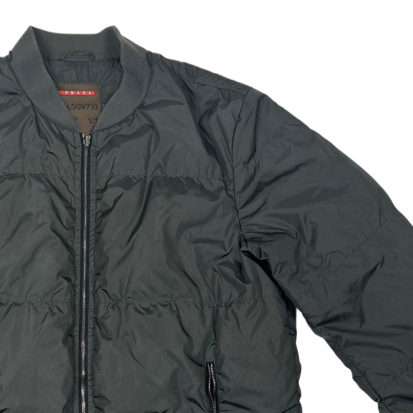 Prada Linea Rossa Sport Puffer Bomber Jacket olive