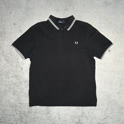 Fred Perry Twin Tipped Pique Polo Shirt Black (L)