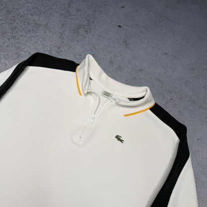 Lacoste Sport 00s Longsleeve Polo Quarter Zip Sweater white black (fits M)