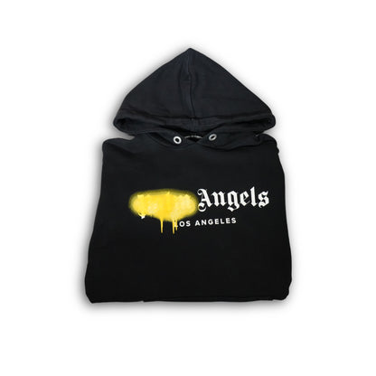 Palm Angels Spray Logo Hoodie - Black Yellow (M)