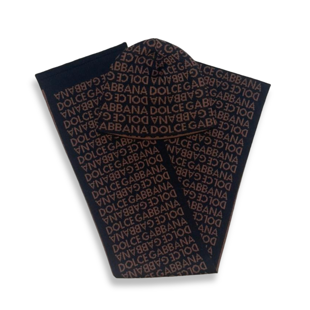 Dolce & Gabbana 00s Monogram Reversible Set (Beanie & Scarve)