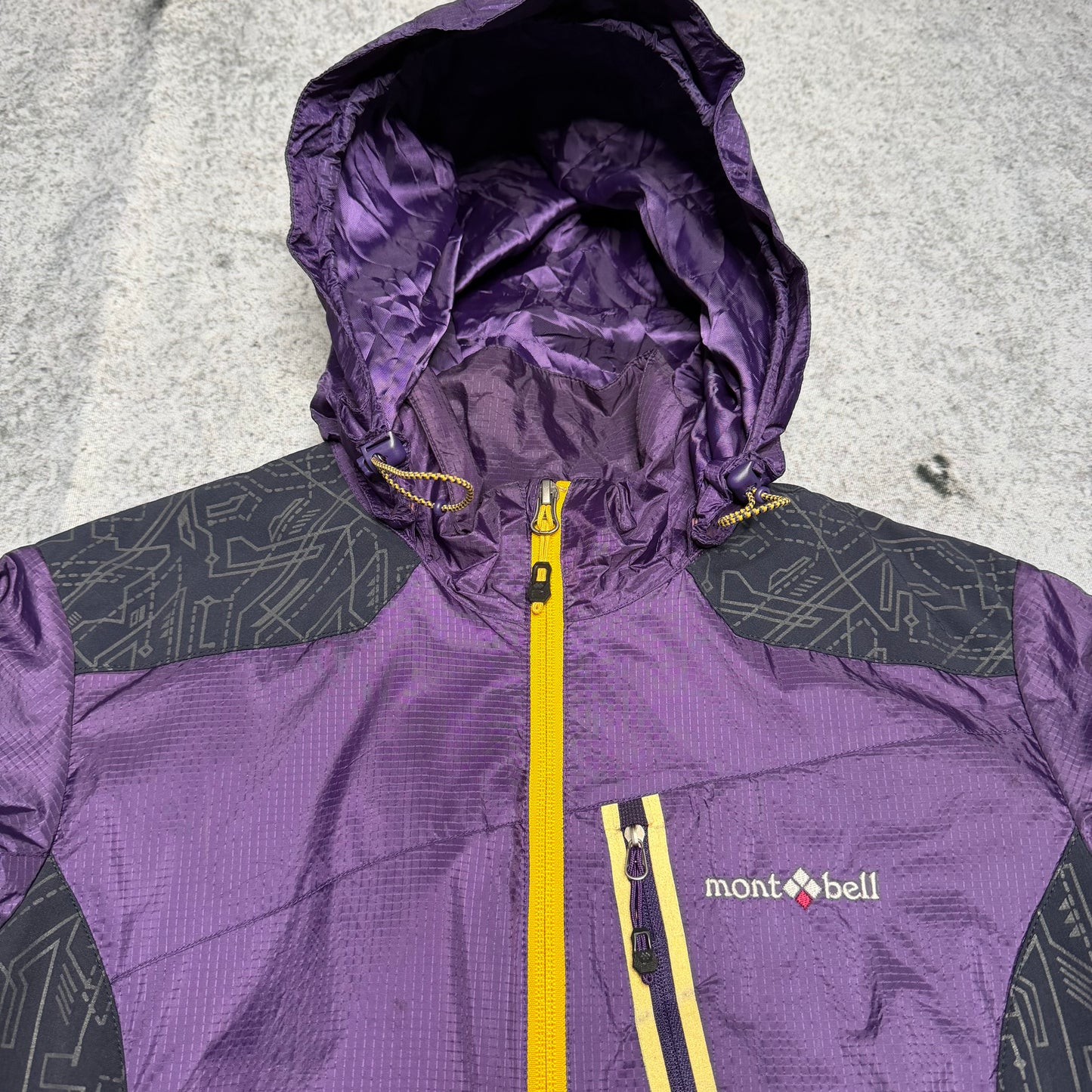 Montbell Japan Vintage 90s Rare OG Shell Jacket purple yellow (S)