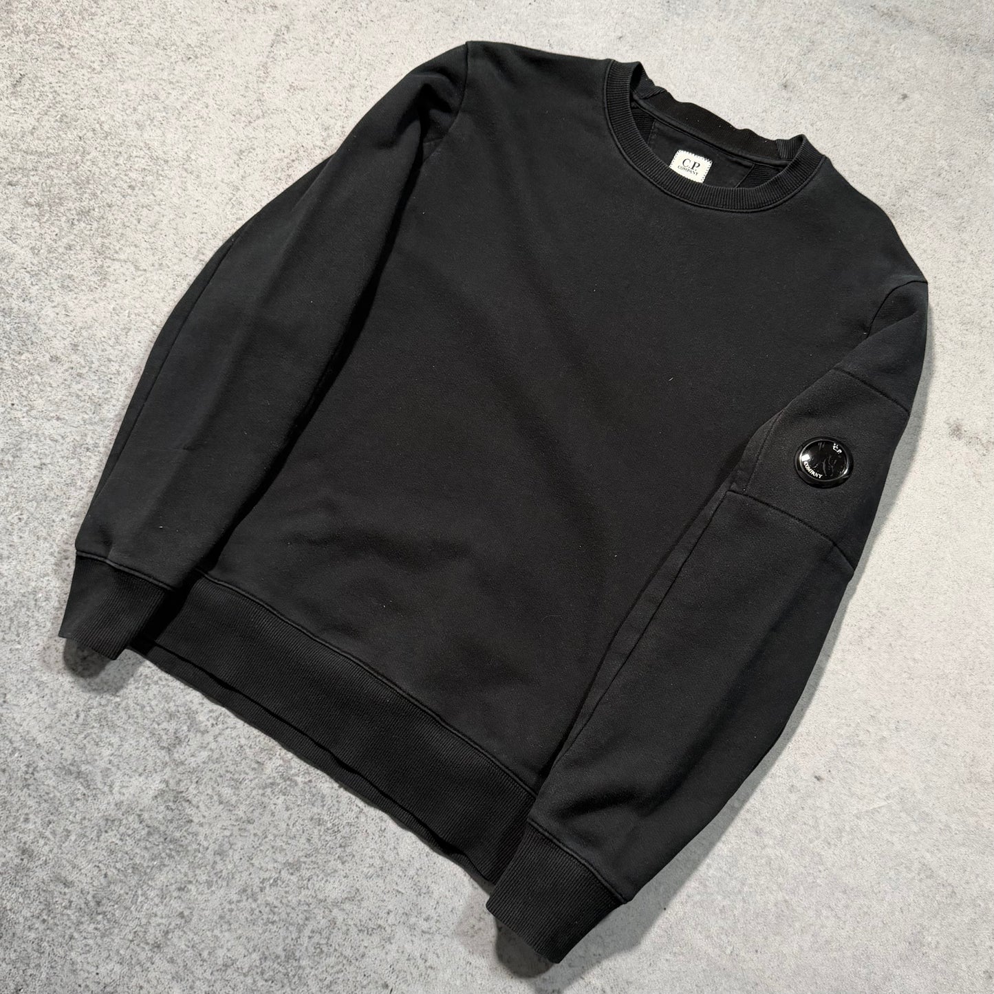C.P. Company Diagonal Raised Fleece Crewneck Sweater black (M)