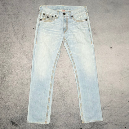 True Religion Vintage Ricky Big QT Jeans light blue double contrast stitch (34/34)