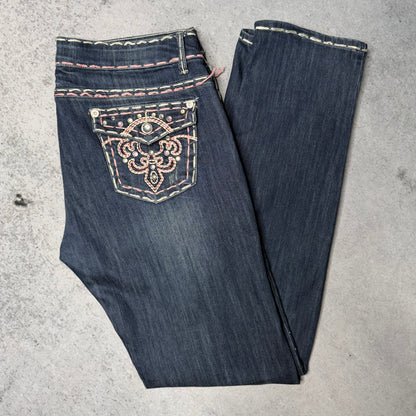 Monicas Jeans Y2K Low Waist Jeans Contrast Stitch (Womens XL)