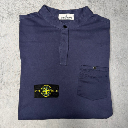 Stone Island Longsleeve Henley Shirt with Buttons blue (XXL)