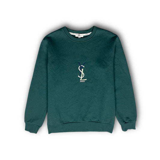 Yves Saint Laurent Vintage YSL Logo Sweater dark green