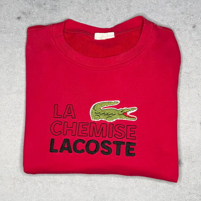 Lacoste 80s Crewneck Sweater Big Croc Spellout red (XXL)