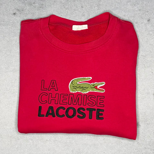 Lacoste 80s Crewneck Sweater Big Croc Spellout red (XXL)