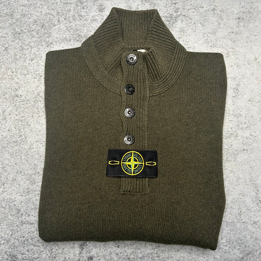 Stone Island Quarter Zip Knit Sweater Troyer dark green (XL)