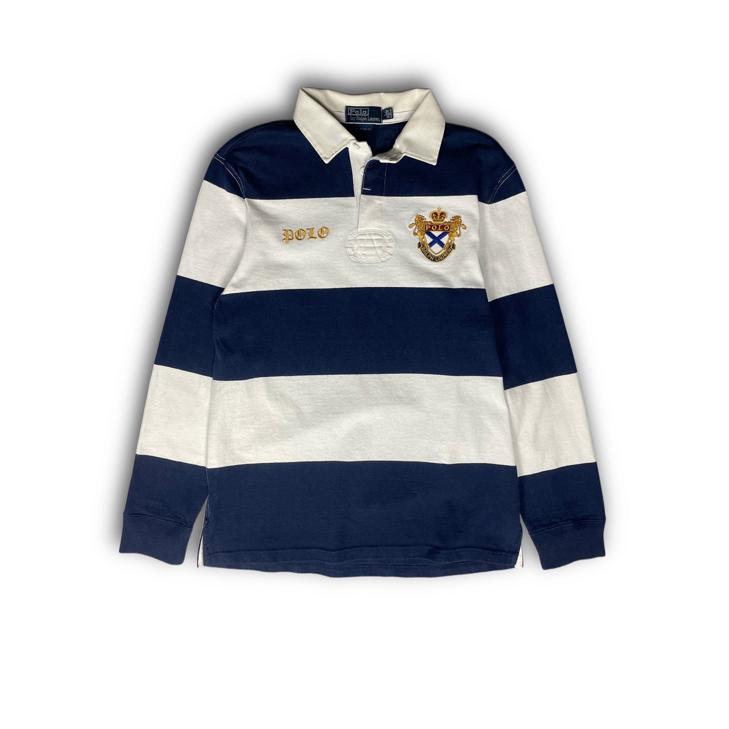 Polo Ralph Lauren 90s Striped Longsleeve Rugby Polo Shirt navy white