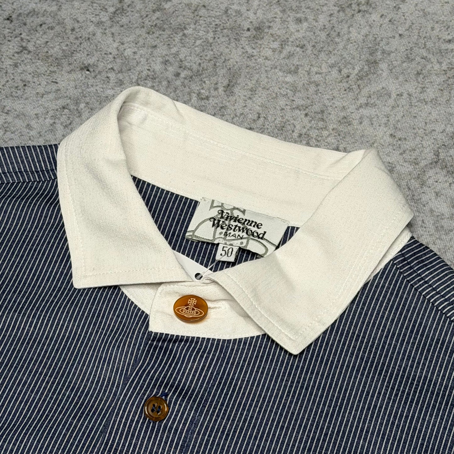 Vivienne Westwood Vintage Longsleeve Polo Shirt blue white (50 fits S)