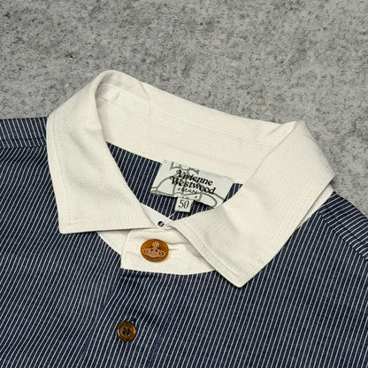 Vivienne Westwood Vintage Longsleeve Polo Shirt blue white (50 fits S)