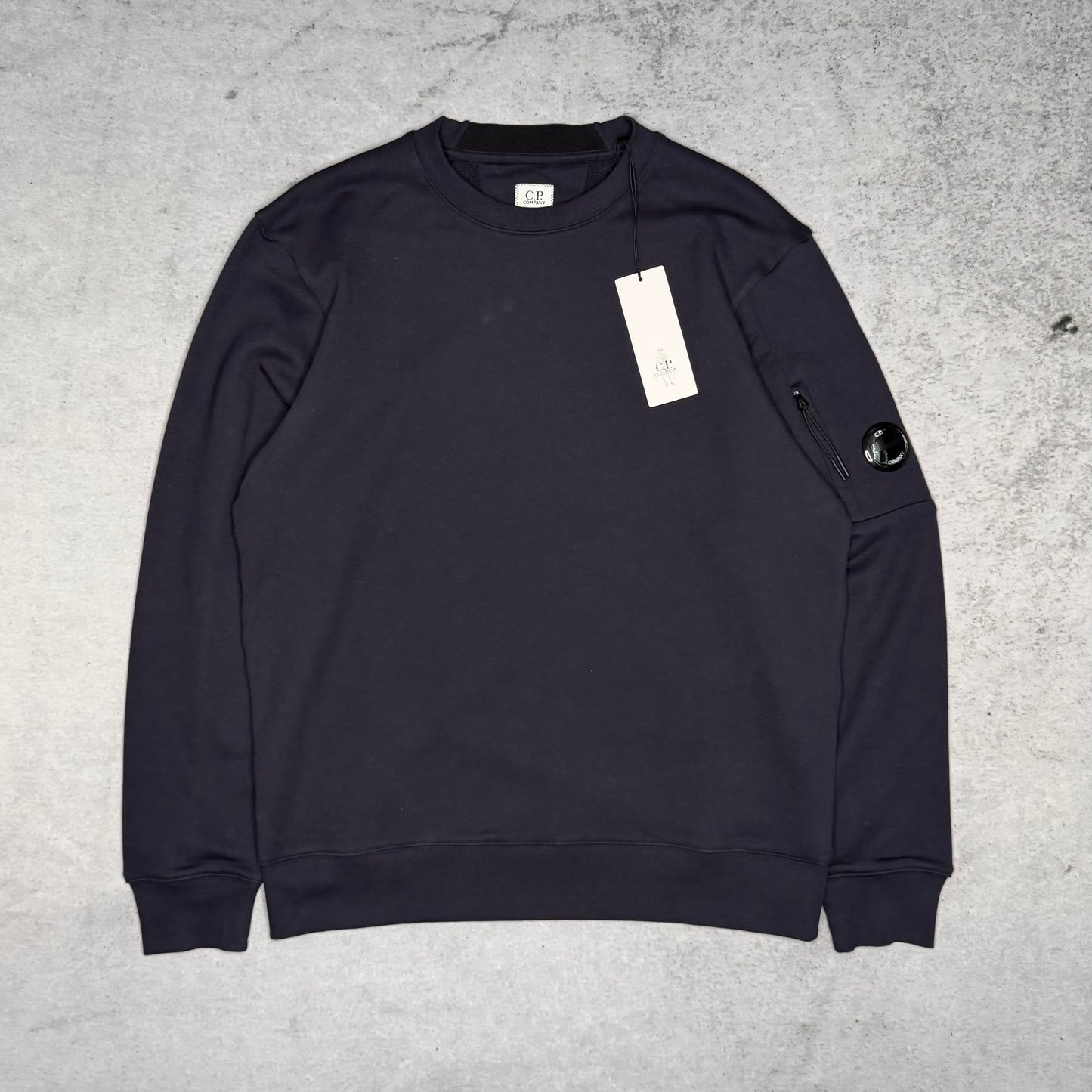C.P. Company NEW Diagonal Raised Fleece Crewneck Lens Sweatshirt navy blue (L)