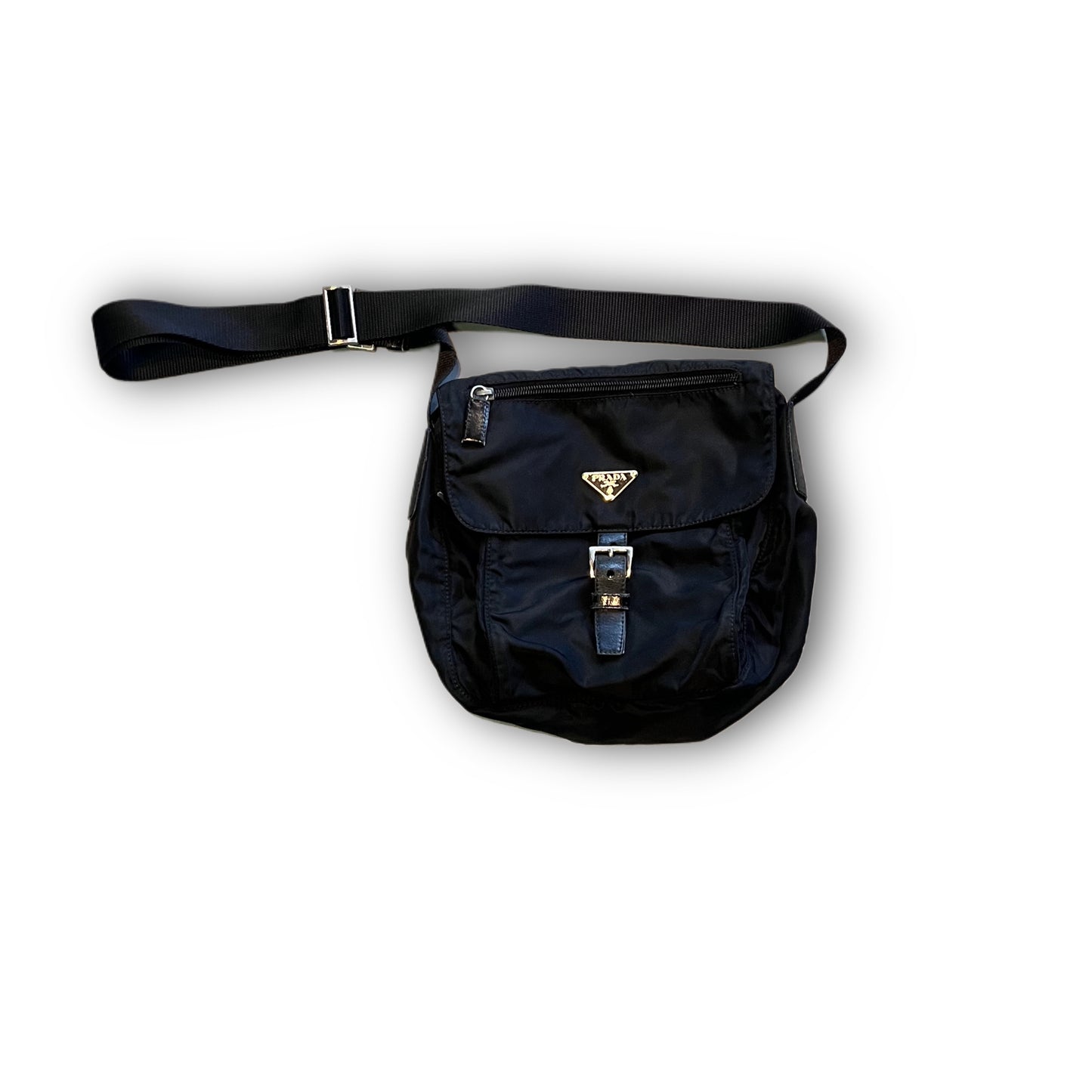 Prada Nylon Messenger Bag black Vintage