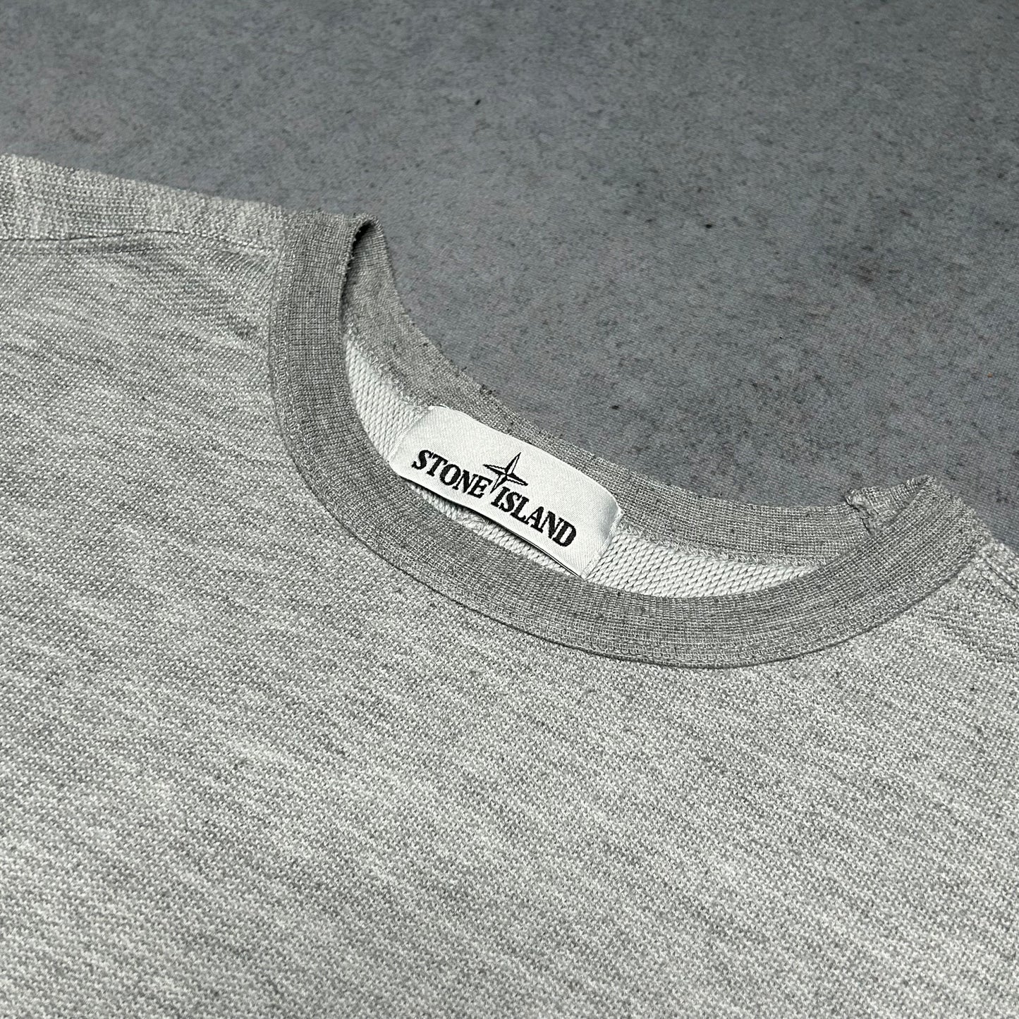 Stone Island Waffle Knit Cotton Crewneck Sweater Grey (XL)
