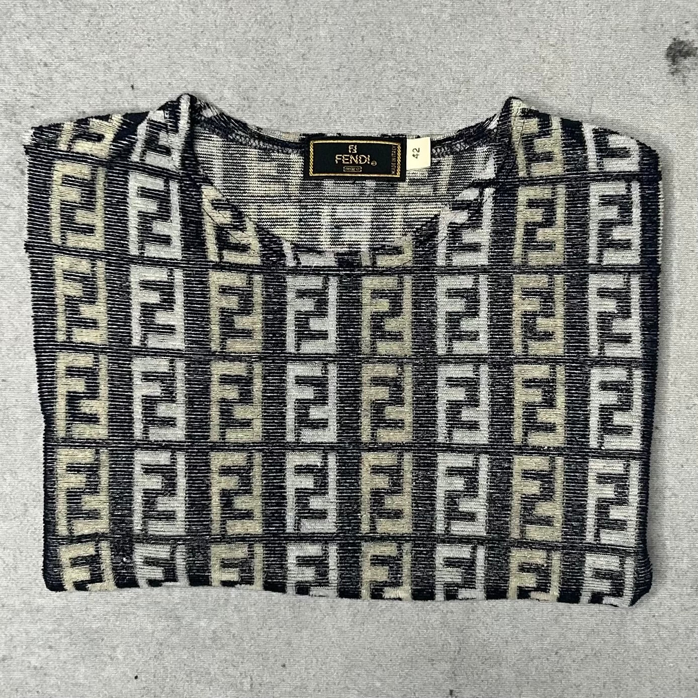 Fendi Vintage 90s Womens Zucca Monogram Baby Tee (S)