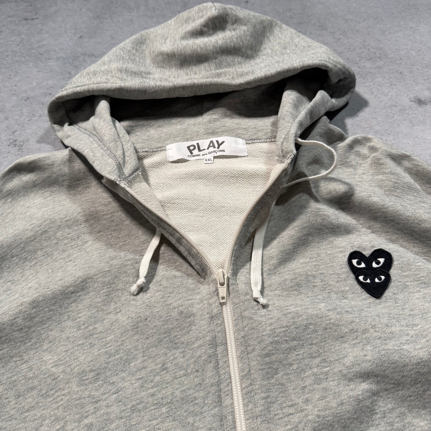 Comme des Garçons PLAY Zip Hoodie Double Heart Logo grey (XXL)