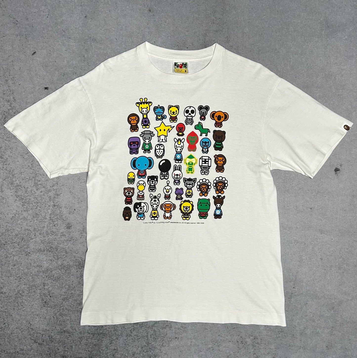 BAPE 2000s "Baby Milo Friends A to Z" Graphic Tee White (M)