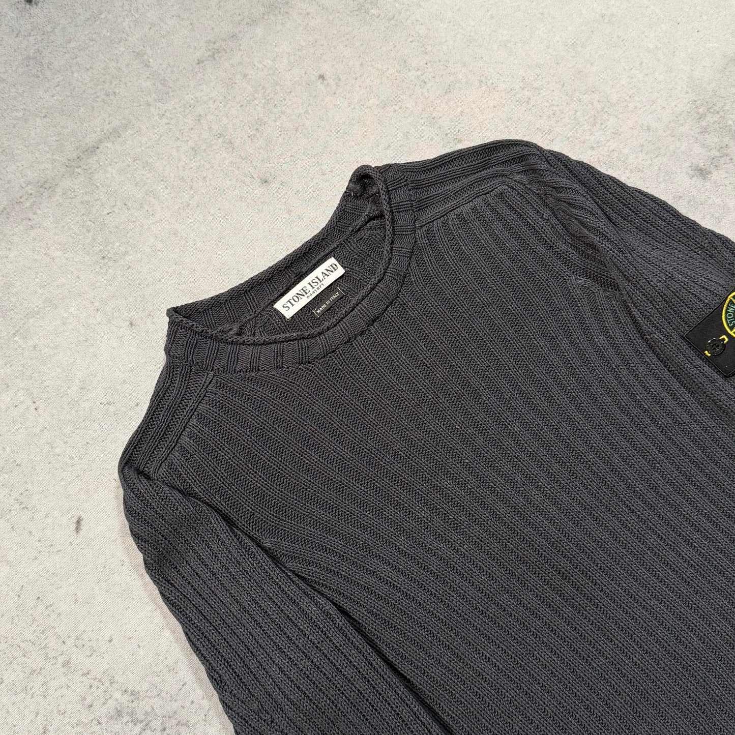 Stone Island 00s Archive Ribbed Crewneck Knit Sweater black (L fits M)