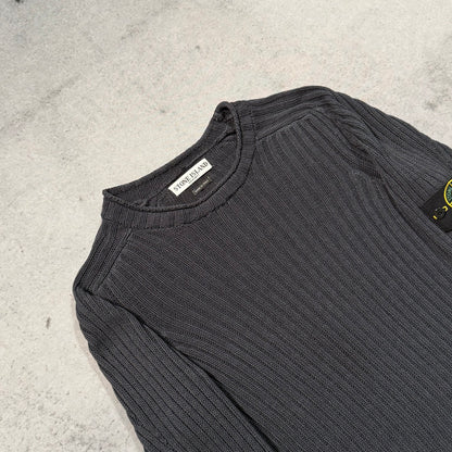 Stone Island 00s Archive Ribbed Crewneck Knit Sweater black (L fits M)