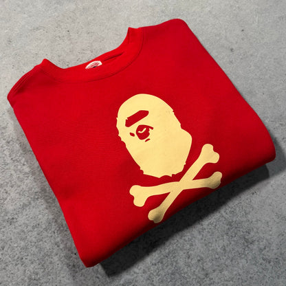 BAPE 00s OG Crossbones Crewneck Sweater Red Archive (M)
