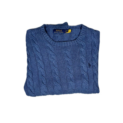 Polo Ralph Lauren Cable Knit Sweater grey blue like NEW