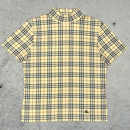 Burberry Y2K Nova Check Mock Neck Top (Size 40 fits S/M)