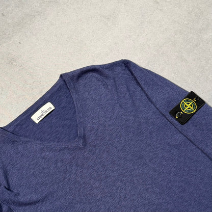 Stone Island V-Neck Wool Sweater navy blue (3XL)